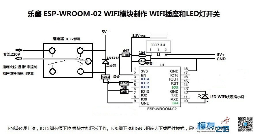 外网远程控制WIFI智能开关 通用固件开源 超低成本人人可做 航模,模型,开源,DIY,固件 作者:郝峰 5142 