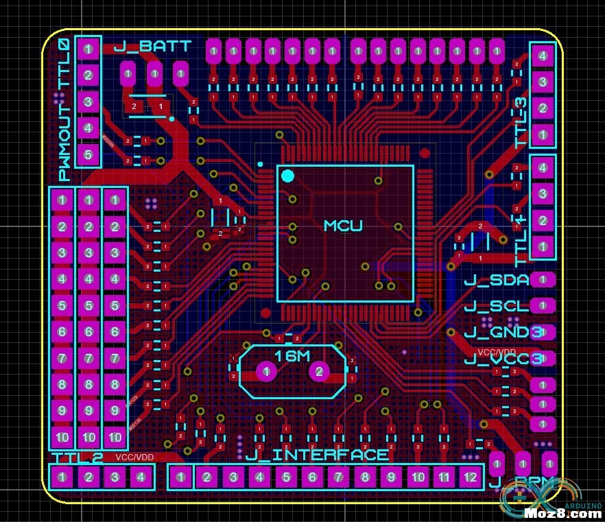 画了一个兼容 ArduCopter 3.2.1 的飞控，原理图、PCB、固件。 飞控,遥控器,固件,接收器,APM 作者:布丁 5716 