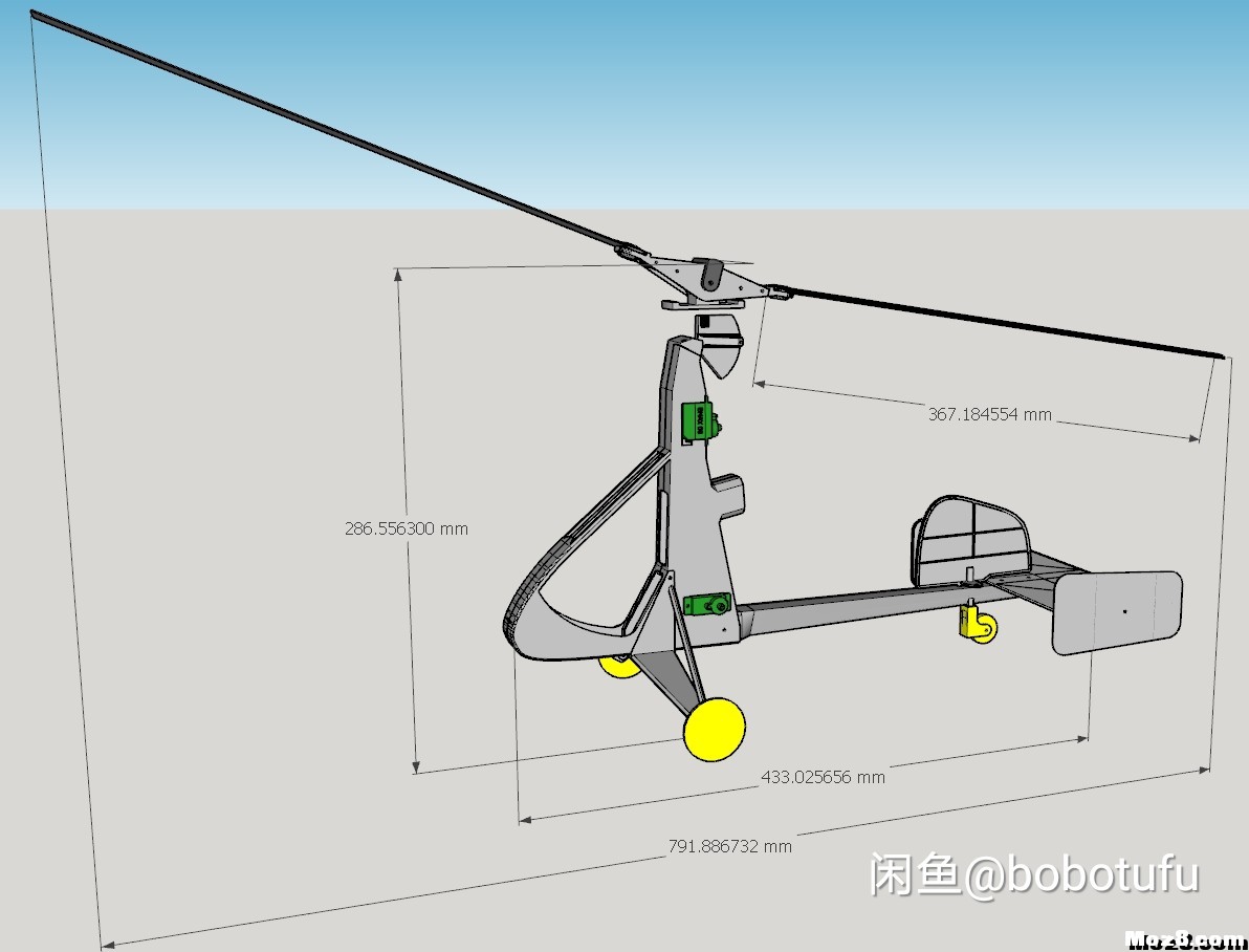 3D打印遥控旋翼机 电池,舵机,飞控,电调,电机 作者:bobotufu 5729 