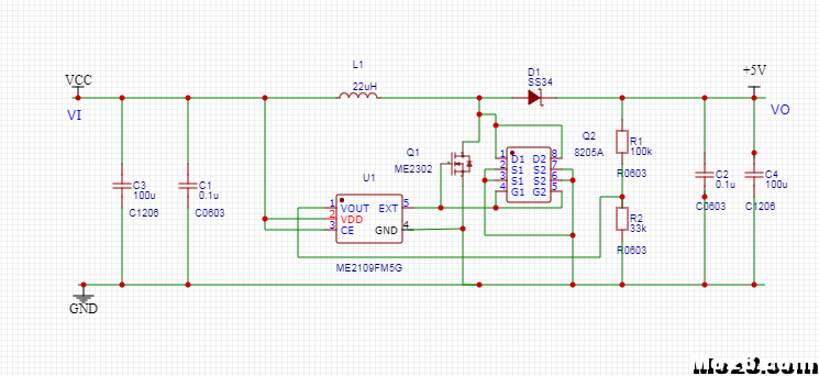 diy一个1s锂电升压5V的电路（已画板） 图传,接收机,DIY 作者:dukecheng 8846 