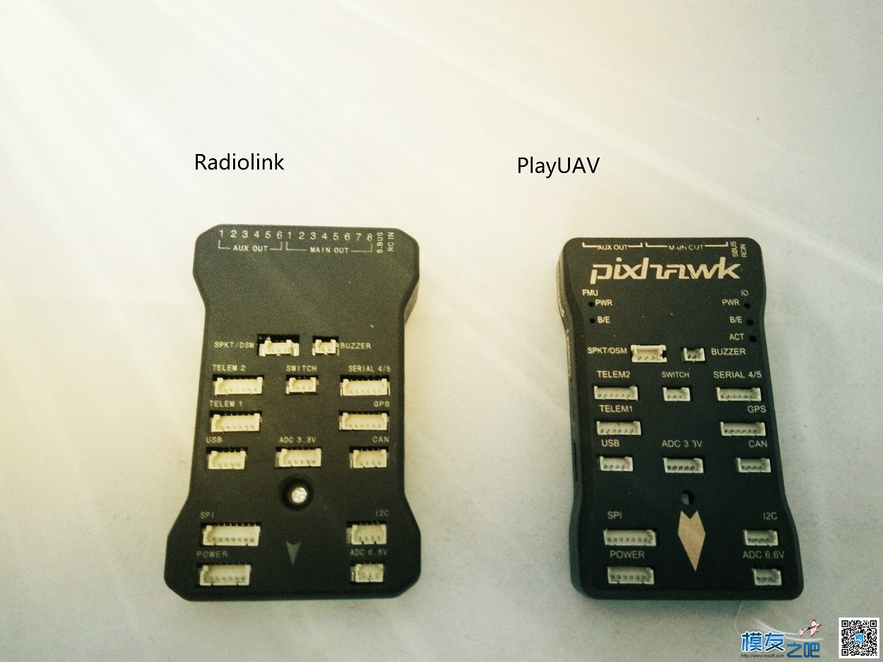 Pixhawk外观和控板比较 RadioLink VS PlayUAV 电池,航拍,四轴,GPS,payne 作者:payne.pan 1370 