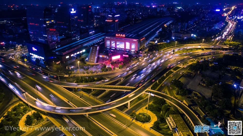 北京夜景航拍 · 北京北站和西直门桥 北京夜景,夜景航拍,航拍北京 作者:yecker 3587 