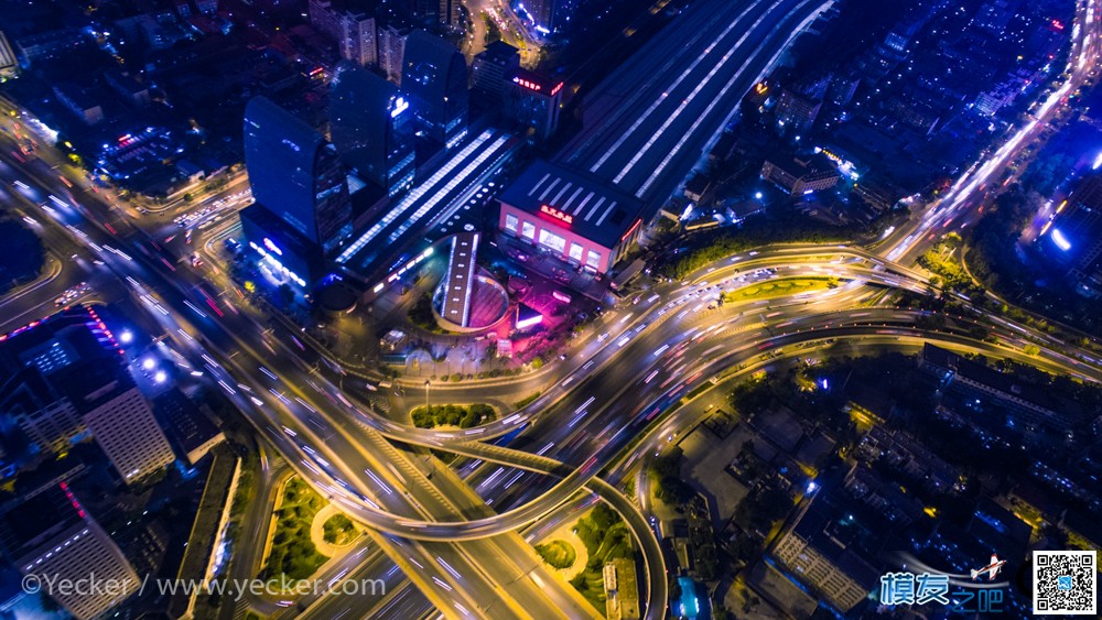 北京夜景航拍 · 北京北站和西直门桥 北京夜景,夜景航拍,航拍北京 作者:yecker 5456 