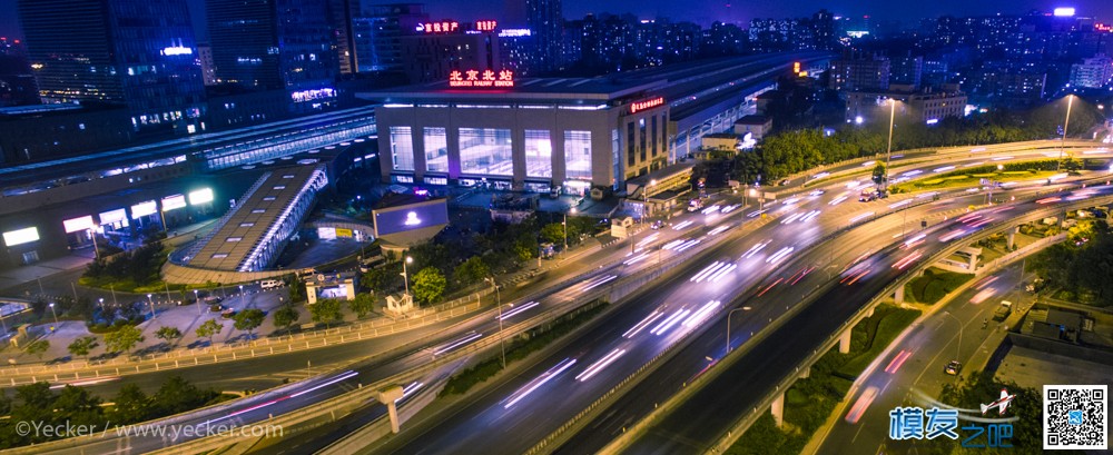 北京夜景航拍 · 北京北站和西直门桥 北京夜景,夜景航拍,航拍北京 作者:yecker 4135 
