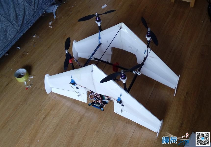 脑洞又开：可垂直起降的四发双层联体飞翼--鱼鹰M4 垂直起降,固定翼,APM,飞翼,无人机 作者:atemphot 8825 