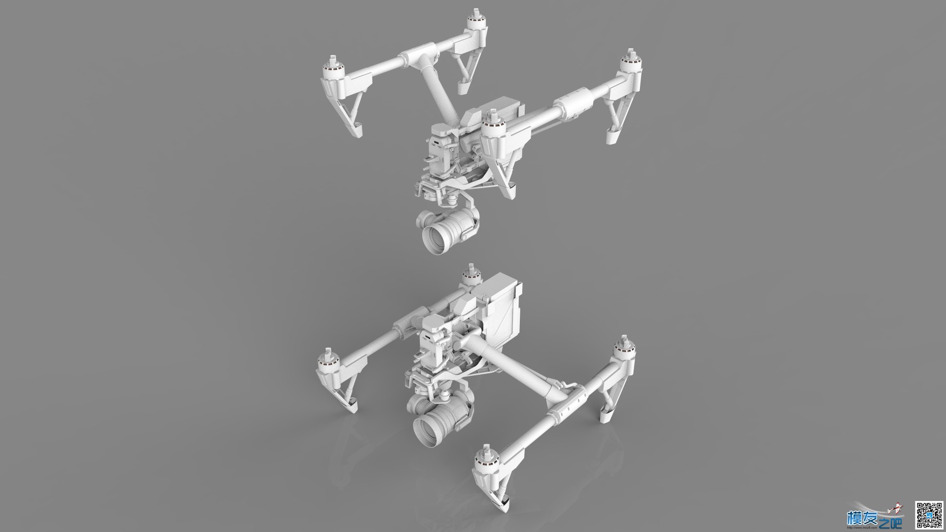 大疆悟 inspire Pro 无人机三维设计图纸 ProE建模 附STP IGS X_T 三维设计,inspire,无人机,密码 作者:炸香机 2634 