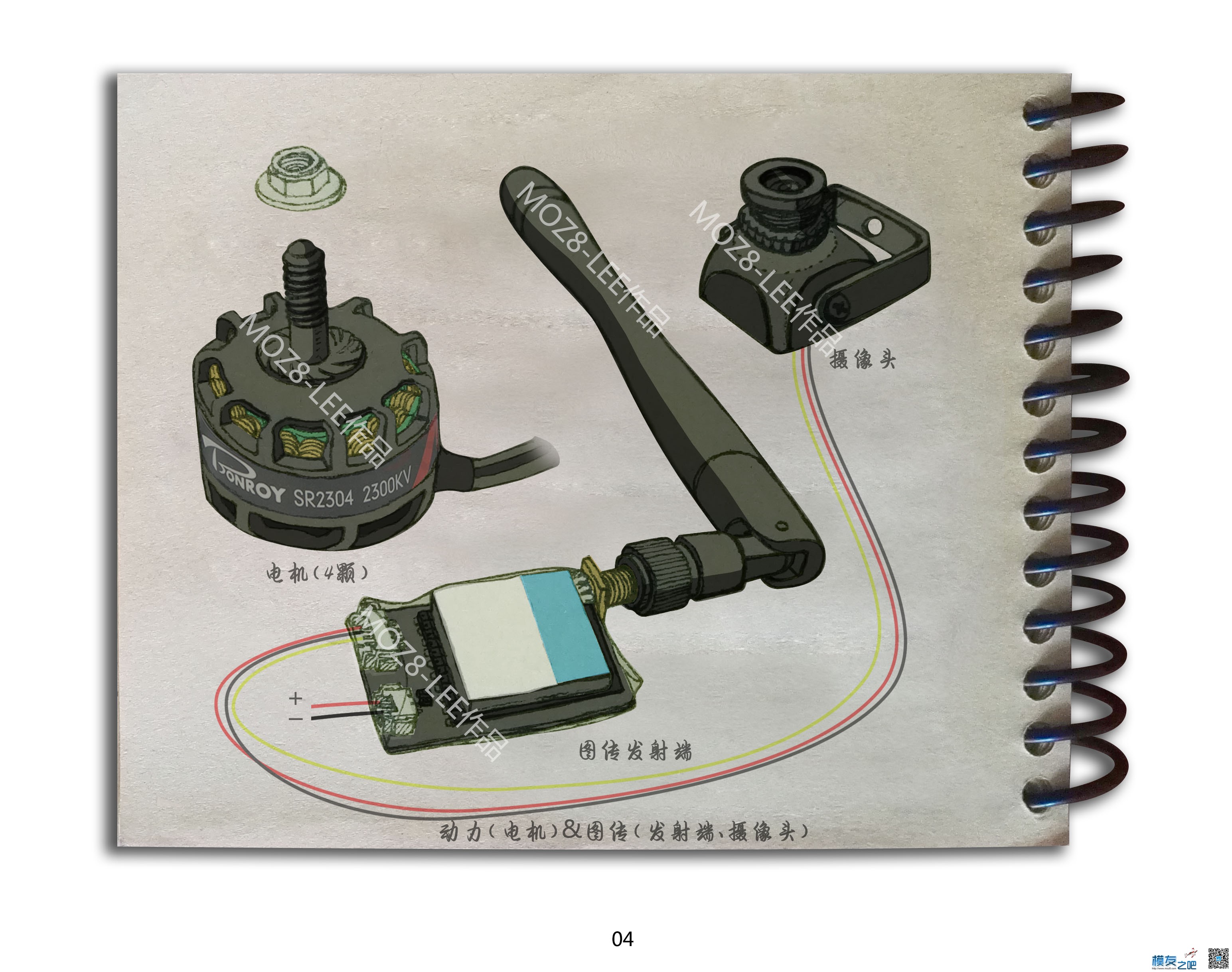 穿越机入门手绘图册之绘装穿越机第一阶段：图文清单 穿越机,飞控,电调,电机 作者:lee 8586 