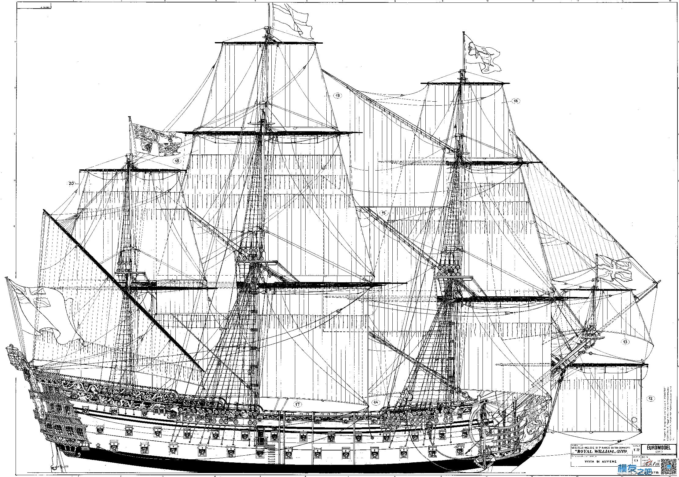1719 皇家威廉号帆船图纸，有兴趣的朋友可以手工制作 图纸,手工制作,有兴趣,皇家,威廉 作者:kunpeng 4100 