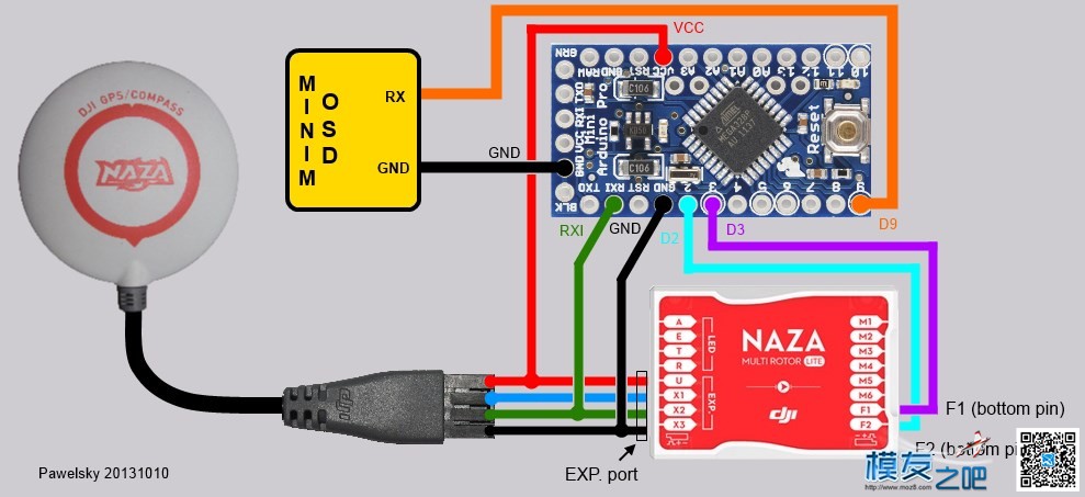 改APM的MINI OSD，用于NAZA飞控，补图线路图和固件 飞控,固件,APM,pixhawk飞控,cc3d飞控 作者:泡泡 6487 