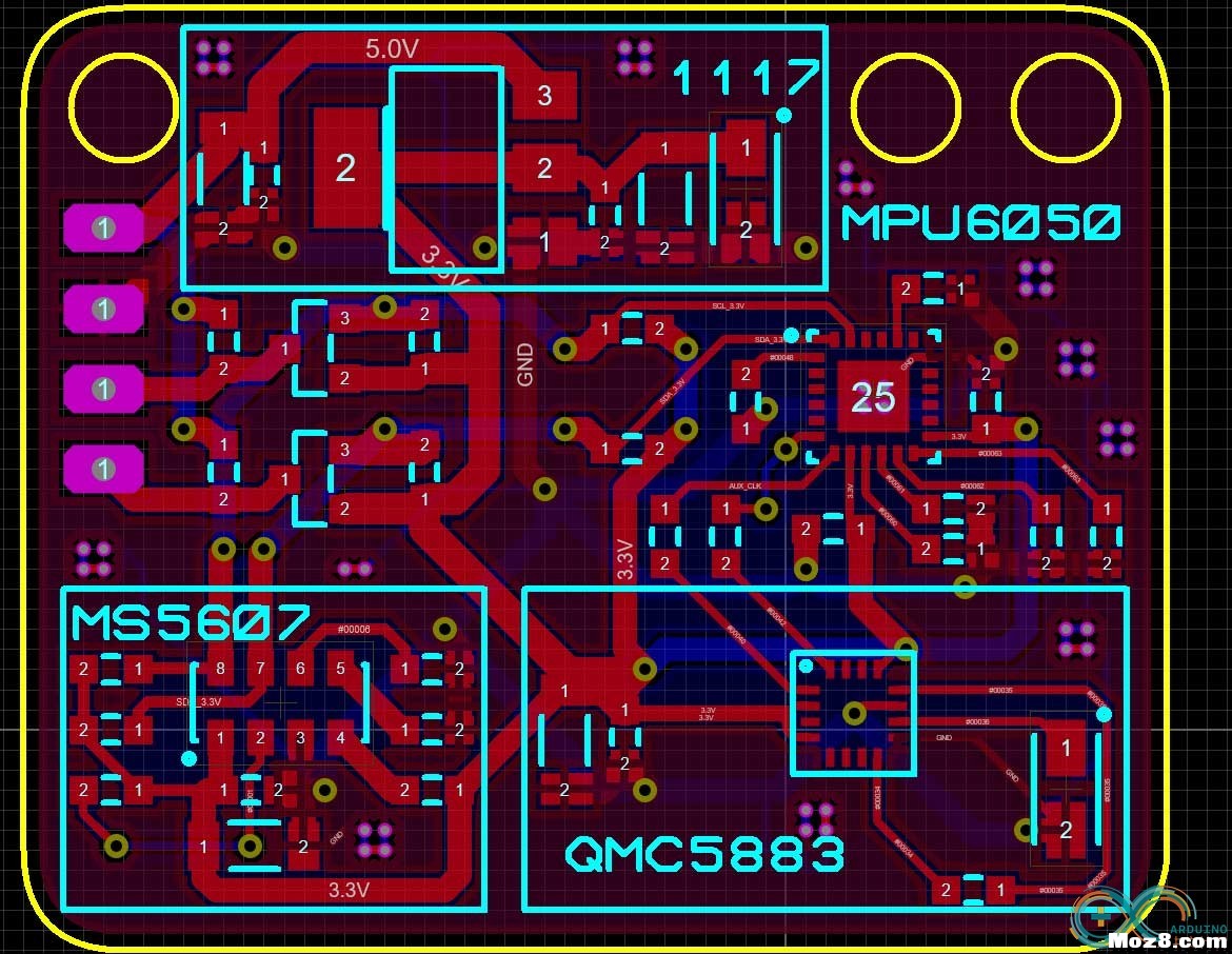 画了一个兼容 ArduCopter 3.2.1 的飞控，原理图、PCB、固件。 飞控,遥控器,固件,接收器,APM 作者:布丁 7779 