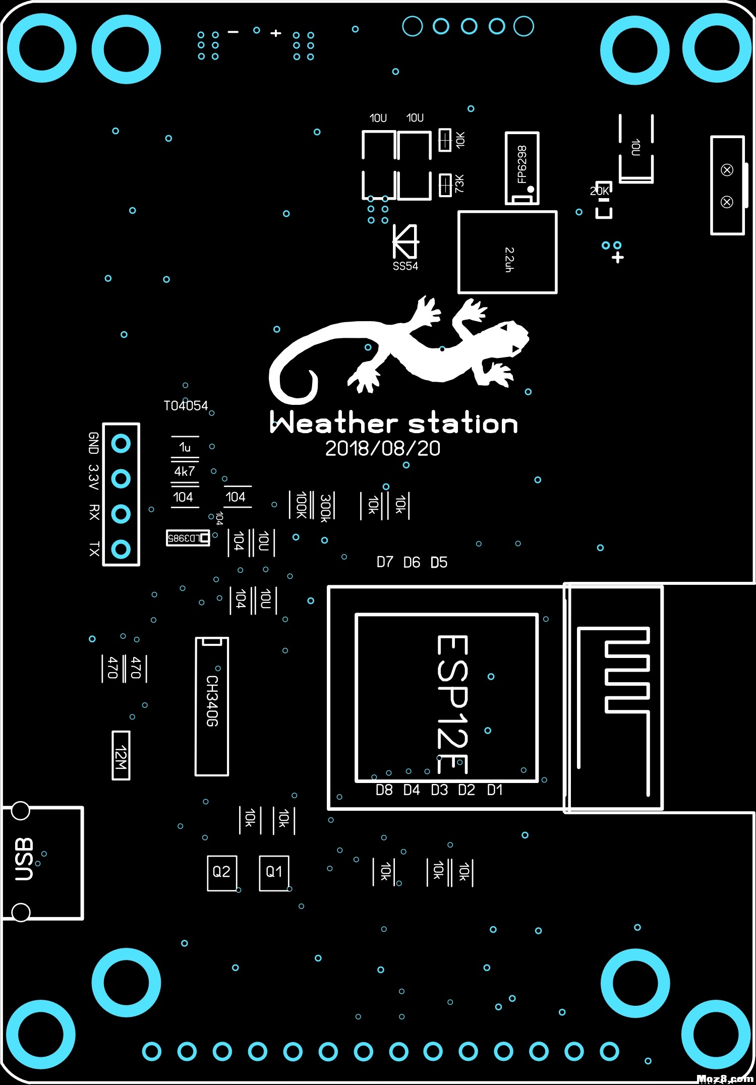 赠送两款开源WIFI天气预报PCB空板 开源,固件 作者:server 5989 