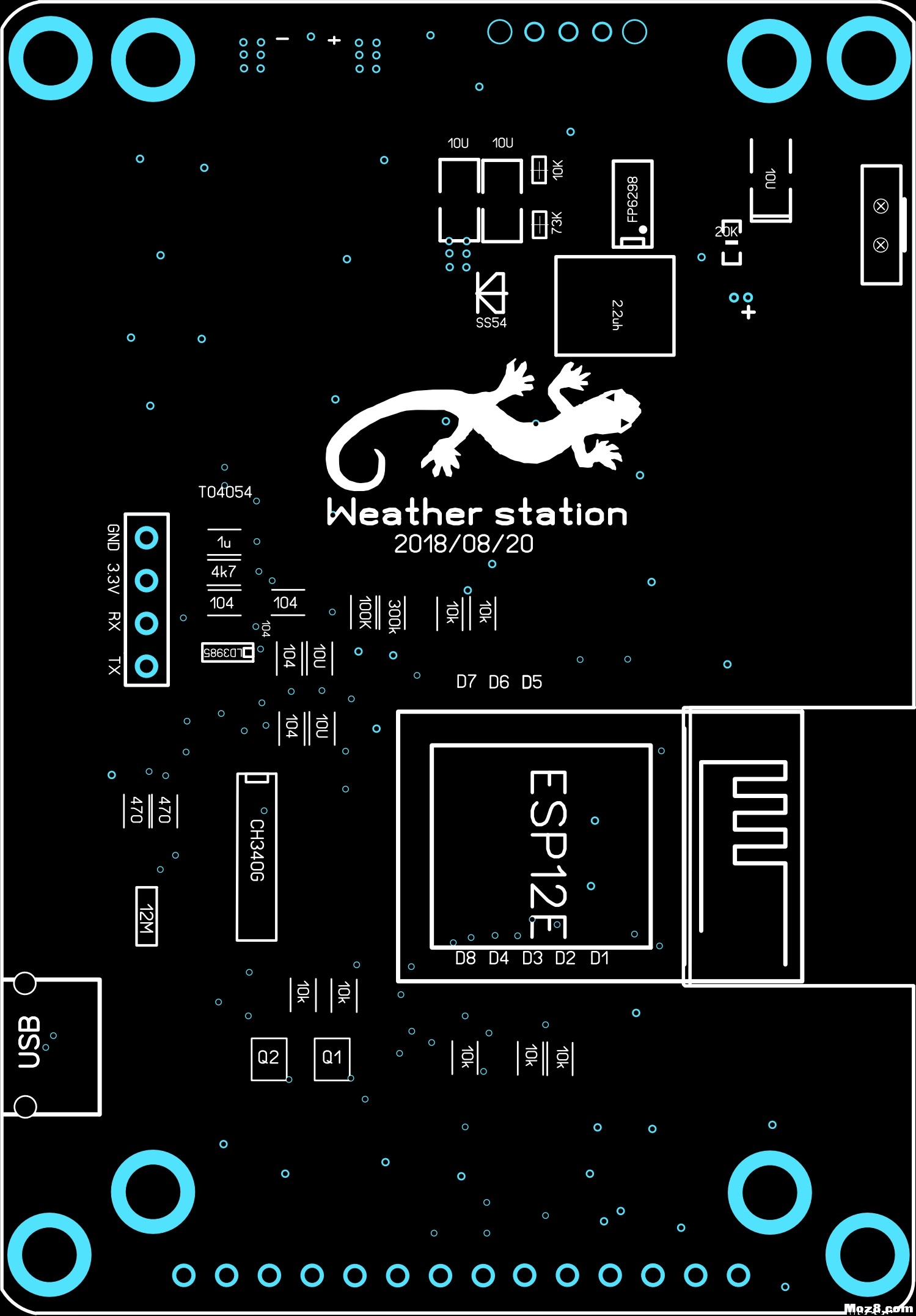 赠送两款开源WIFI天气预报PCB空板 开源,固件 作者:server 3877 