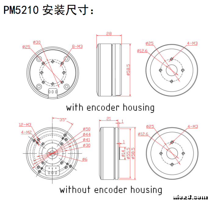 全新PM5210/PM5215/PM6210码盘云台电机带AS5048A编码器处理 云台,电机,5113和5210的区别 作者:martin221 4118 