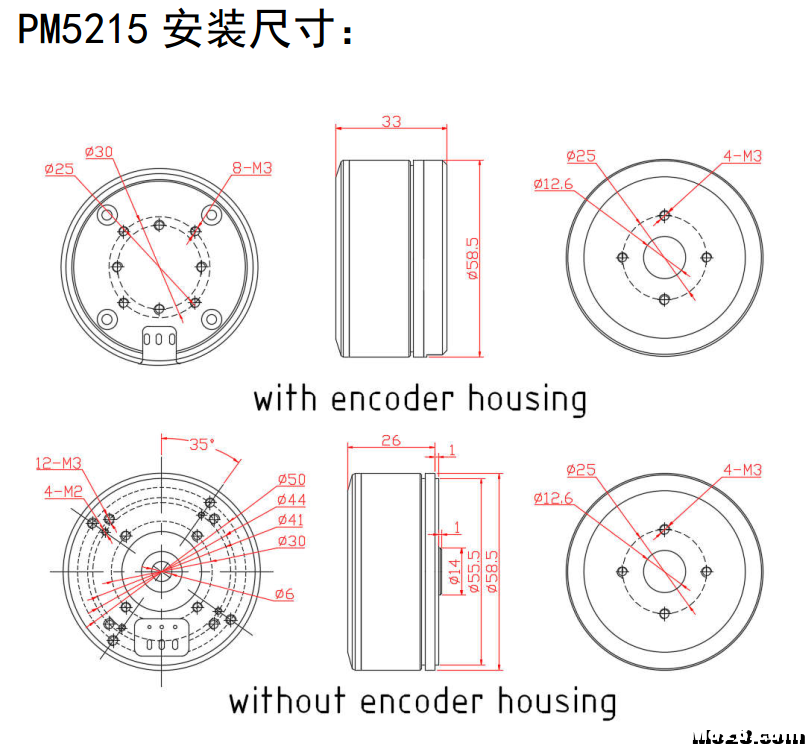 全新PM5210/PM5215/PM6210码盘云台电机带AS5048A编码器处理 云台,电机,5113和5210的区别 作者:martin221 5058 