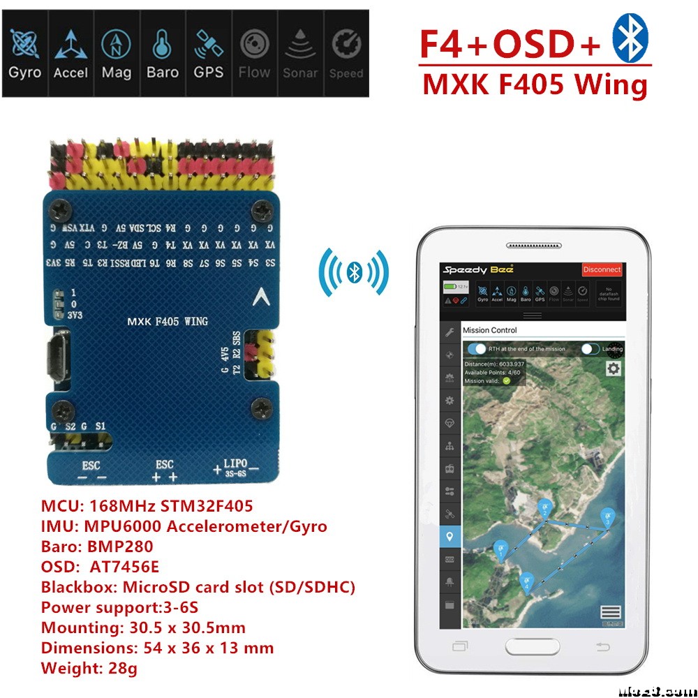 MXKf405WING飞控使用介绍 多旋翼,固定翼,直升机,舵机,图传 作者:luoyin 823 