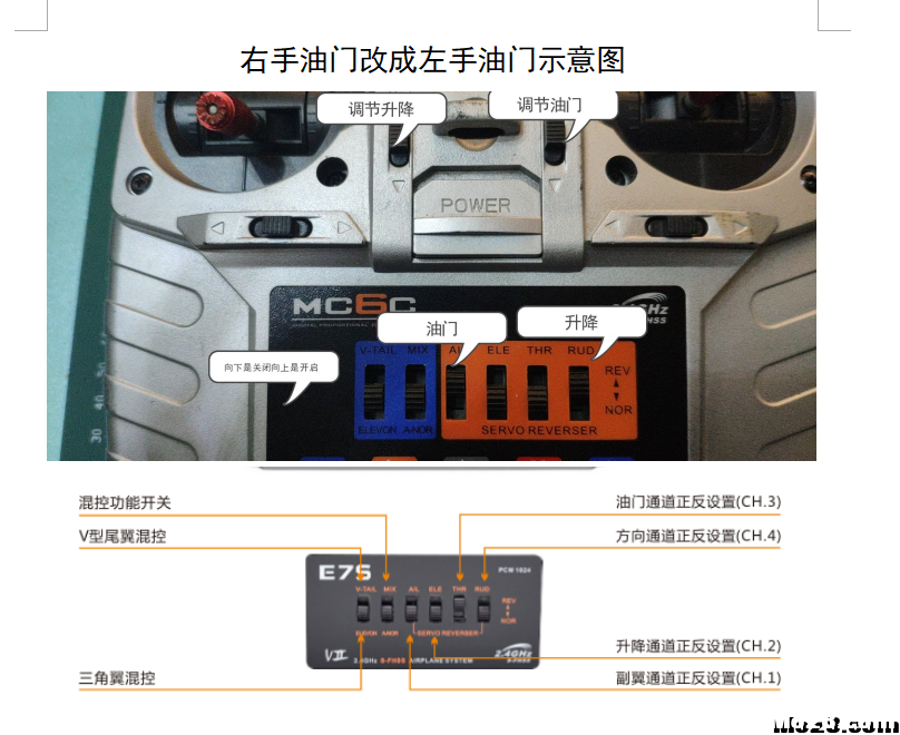 迈克MC6C遥控器修右手油门切换成左手油门（MC6C改后的设置） 遥控器,microzone遥控器 作者:summer474cn 2361 