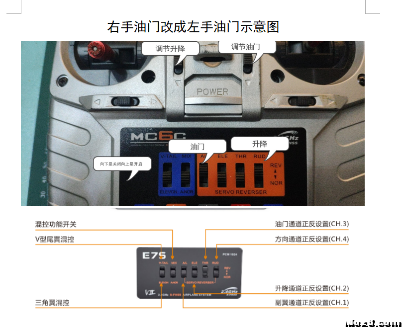 迈克MC6C遥控器修右手油门切换成左手油门（MC6C改后的设置） 遥控器,microzone遥控器 作者:summer474cn 8937 