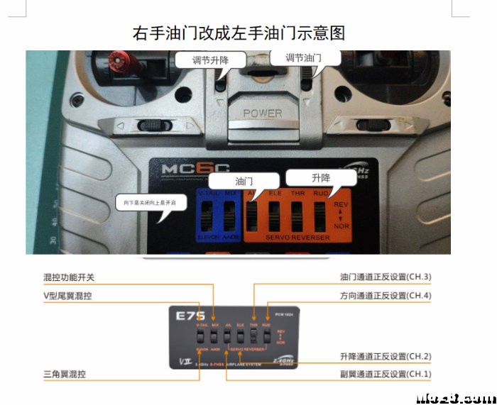 迈克MC6C遥控器修右手油门切换成左手油门（MC6C改后的设置） 遥控器,microzone遥控器 作者:summer474cn 4851 