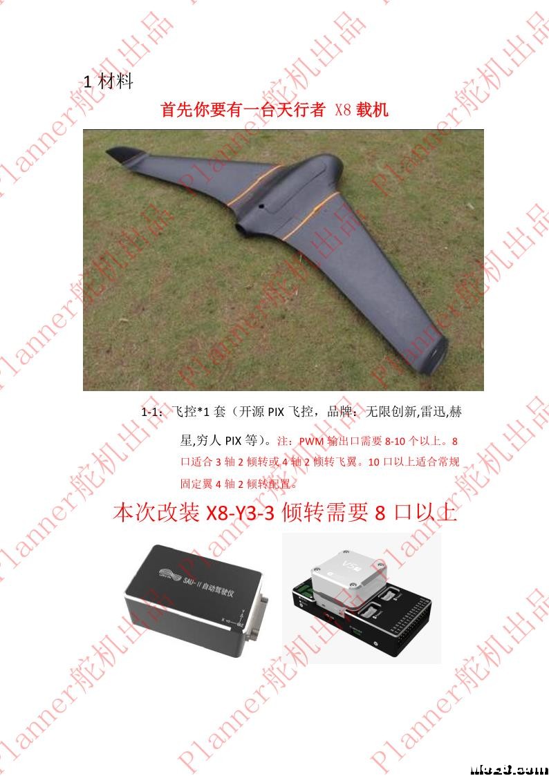 X8载机改装VTOL-Y3-3倾转垂直起降教程 固件,垂直起降,载机,改装 作者:owenbeibei 6798 