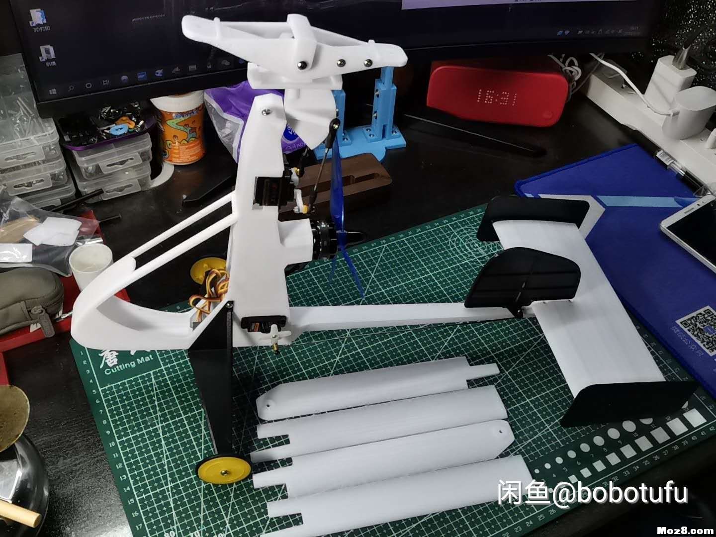 3D打印遥控旋翼机 电池,舵机,飞控,电调,电机 作者:bobotufu 1710 