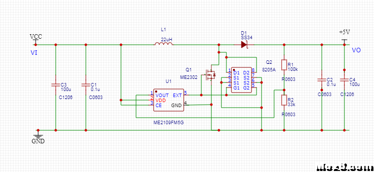 diy一个1s锂电升压5V的电路（已画板） 图传,接收机,DIY 作者:dukecheng 2812 