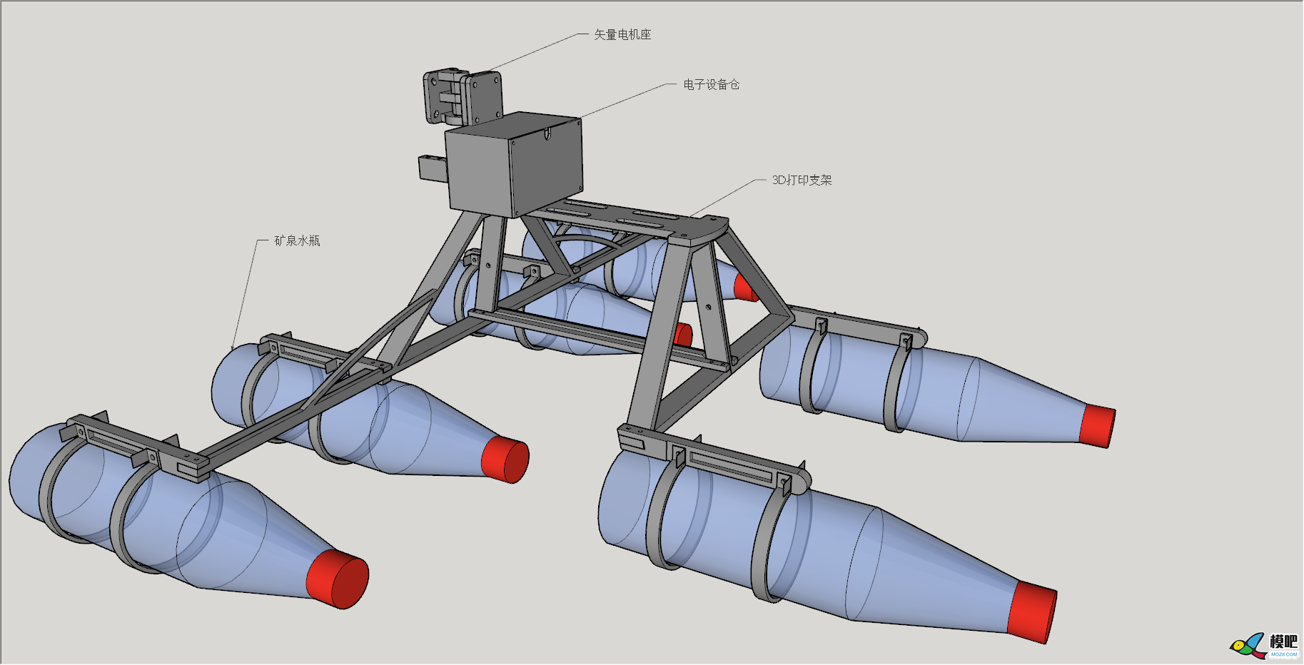 3D打印之 矢量电机座风动救援船 电池,舵机,电调,电机,3D打印 作者:bobotufu 9238 