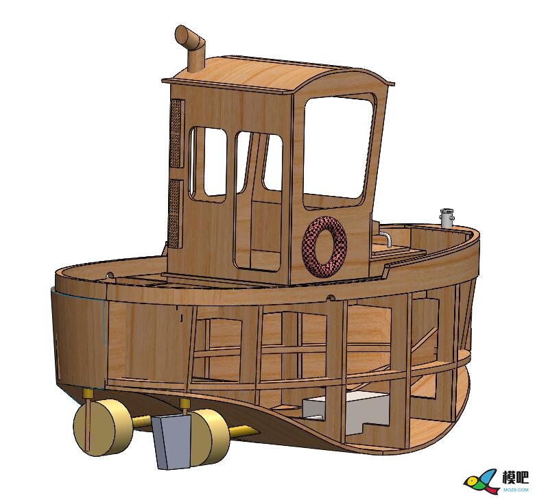 波曼小海狸小萌拖木质套材建模设计制作之让女票给钱造船 船模型,rc船模制作教程,船模制作 船身,船模套材,遥控器 作者:慢克来了 6221 