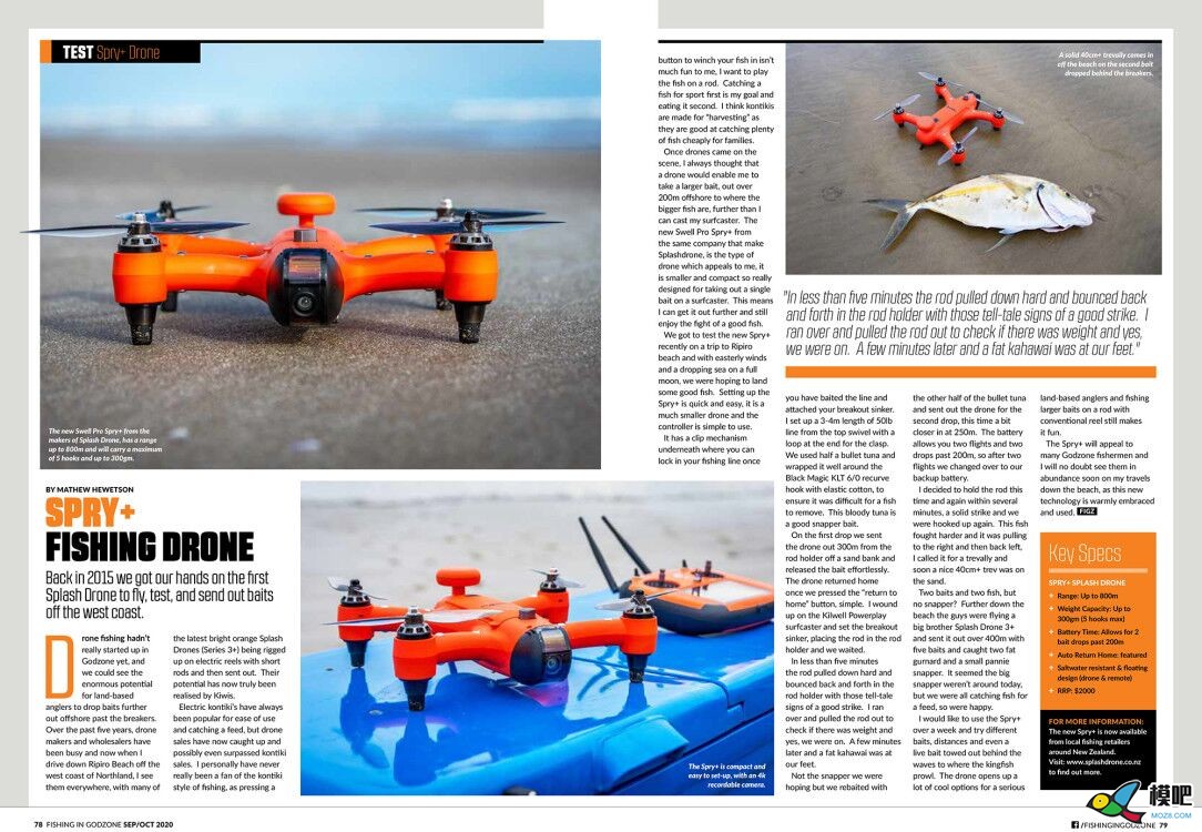 斯威普雨燕+防水无人机被新西兰知名钓鱼杂志报道 无人机 作者:生活有阳光 9538 